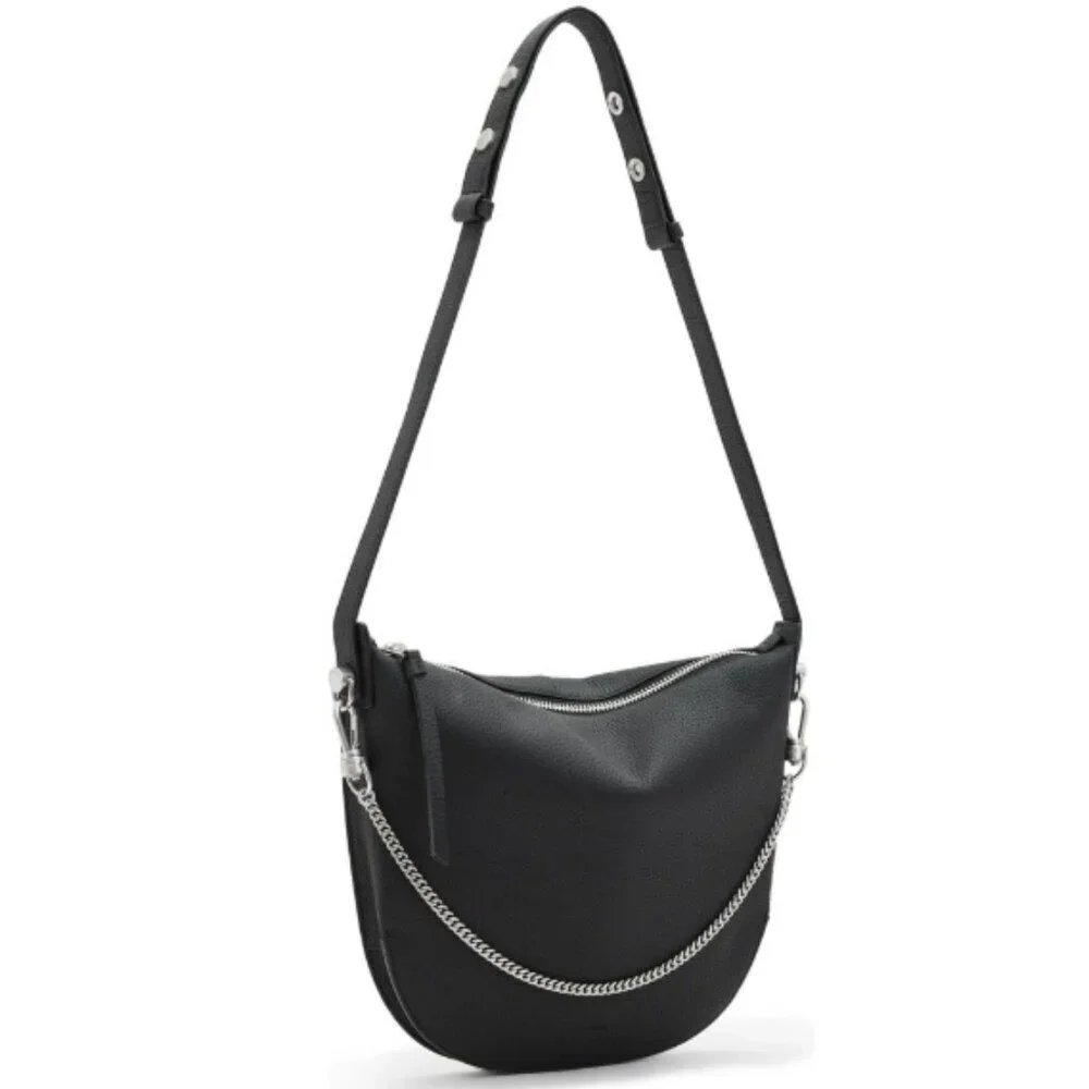 BRAND NEW & NEVER USED AllSaints Blake Shoulder Bag | Black Pebble Leather | NWT